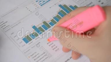 交易员股票交易统计分析，用粉红色标记突出要点