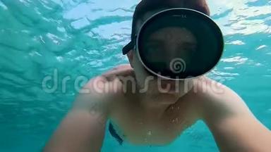 潜水面罩呼吸水下英雄