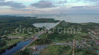 波维涅斯，卡雷利亚共和国，2019年6月25日。 白海-波罗的海运河的开始