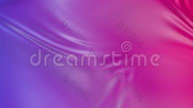 动画纹理在4k。 红色紫色渐变波浪布表面3D动画，形成像液体一样的波纹