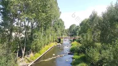 这条河穿过格霍维特村，河水静静地流淌，河边<strong>高大树木</strong>的叶子，从光中移动