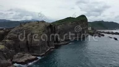 象鼻岩和巨大的高崖在<strong>台湾</strong>，空中镜头4k