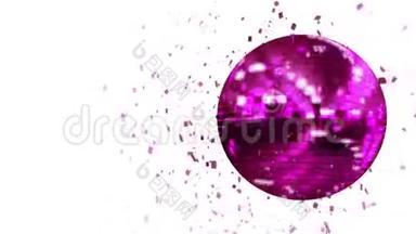 由立方体晶体组成的旋转粉红-紫罗<strong>兰色迪</strong>斯科球