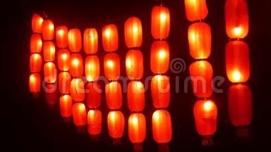 中国灯笼。 节日红灯夜街亚洲。 <strong>传统节日</strong>新年装饰。 夜间照明