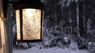 冬季森林门廊玻璃装饰照明