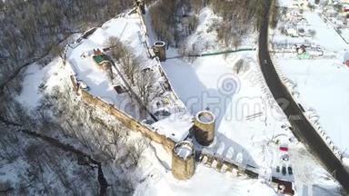 Koporye要塞，二月天。俄罗斯航空录像