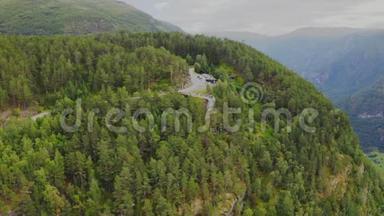 斯泰加斯特的空中镜头。 <strong>体验</strong>壮观的观景台，距离Aurlandsfjord650米。
