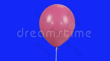 粉色气球与氦气飞行在蓝色光环股票视频