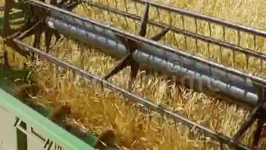 联合收割机在农田收割小麦