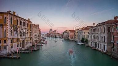 威尼斯大运河圣玛丽亚大拉致敬全景4k时间流逝意大利