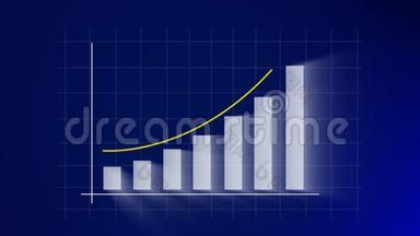 商业增长和成功箭头信息图表动画的商业信息图表与上升箭头和酒吧统计出现