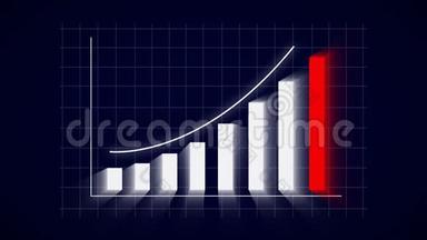 商业增长和成功箭头信息图表<strong>动画</strong>的商业信息图表与上升箭头和酒吧统计<strong>出现</strong>
