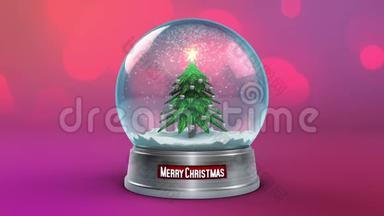 雪球圣诞树循环动画背景3D渲染动画动画