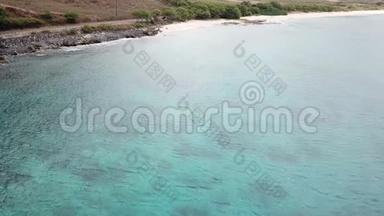夏威夷瓦胡岛上的马库亚海滩无人驾驶飞机海岸线