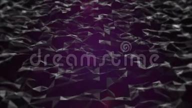 抽象的多边形几何表面看起来像破裂的玻璃颗粒或晶体移动像海波。