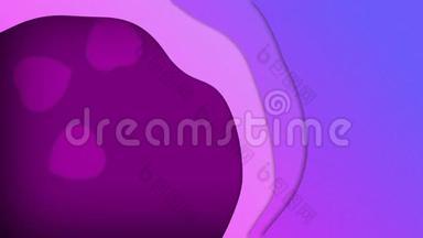 流动的彩色飞溅在波浪中移动的动画，紫色上漂浮着紫色的心