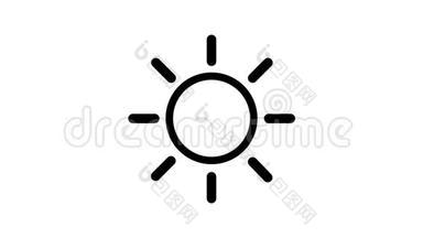 太阳平线图标动画股票<strong>视频设计</strong>图纸隔离在白色背景上的标志符号