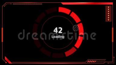 动画红色框架，红色圆圈加载在黑色背景上。