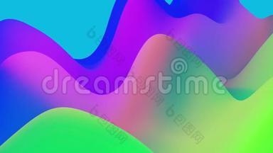 具有抽象流体彩虹梯度的4k无缝环，内部辉光波状表面。 抽象的美丽色彩渐变