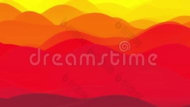 无缝环，抽象流体红色黄色梯度，内辉光波状表面。 美丽温暖的色彩渐变