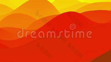 无缝环，抽象流体红色黄色梯度，内辉光波状表面。 美丽温暖的色彩渐变