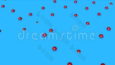 红色立体半球在浅蓝色背景上运动.. 动画。 3D渲染