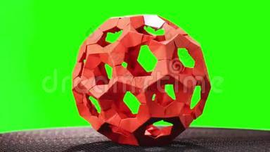 绿色屏幕上的红色<strong>模块</strong>化折纸球。