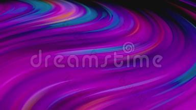 未来派霓虹灯发光表面。 紫色氖流液体波抽象运动背景