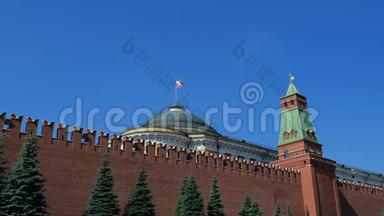 莫斯科<strong>红</strong>场的克里姆林宫<strong>围墙</strong>和政府大楼。 俄罗斯首都的象征，在阳光明媚的夏日