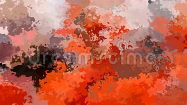 动画闪烁彩色背景全高清无缝循环视频-水彩溅液体效果-彩色火烈鸟橙色