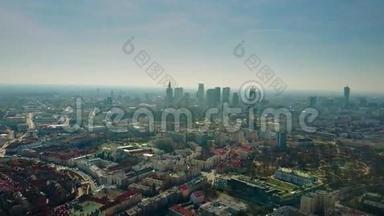 波兰华沙<strong>老城区</strong>和市中心的空中拍摄。 4K<strong>视频</strong>