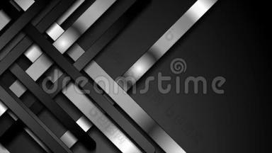 黑色和银色金属平滑条纹抽象企业视频动画