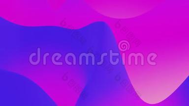 具有抽象流体蓝紫梯度的4k无缝环，内辉光波状表面。 美丽的色彩渐变