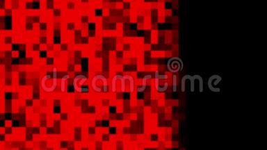 抽象<strong>红色</strong>像素镶嵌颗粒在黑色背景上运动，无缝环路.. <strong>动画</strong>。 动态<strong>动画</strong>古董