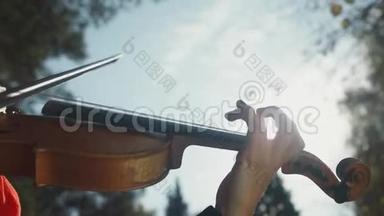 音乐家手指的特写。 手指小提琴手。