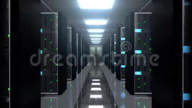 3D4K服务器机房-数据中心-存储/托管概念。