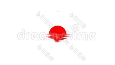 日本<strong>红色</strong>日出，白色背景，日本<strong>文化</strong>，传统，语言