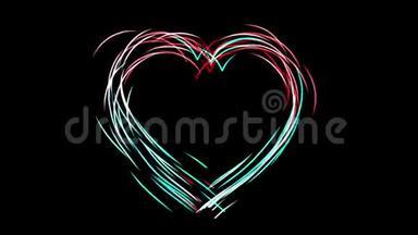 心脏符号是用<strong>彩色</strong>的明亮<strong>线条</strong>绘制的，是爱情和浪漫的象征，是<strong>彩色</strong>粒子的运动和动画，