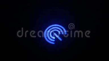 黑色调制解调器上闪烁的蓝色Wifi符号宏C U