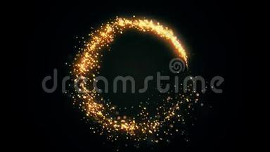 金色闪光的圆圈，闪闪发光。 圣诞金微粒环