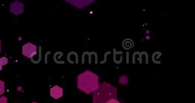 <strong>紫色紫色</strong>抽象气泡颗粒在黑色背景上晃动，喜庆新年