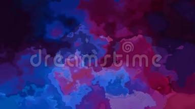 动画闪烁彩色背景无缝环视频-水彩斑点效果-<strong>深</strong>紫色，蓝色，紫色，勃艮第色