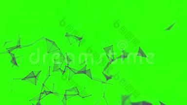 抽象动画，黑色三角形框架在绿色<strong>背景</strong>上缓慢移动，无缝循环。 <strong>库存</strong>。 摘要