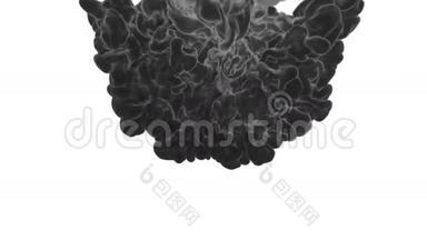 抽象背景黑色墨水或烟雾与阿尔法面具的运动效果和合成VFX。 美丽的墨云或