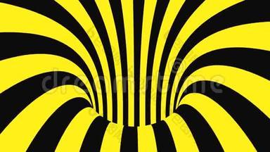 黑色和黄色的迷<strong>幻光</strong>学错觉。 抽象催眠背景..