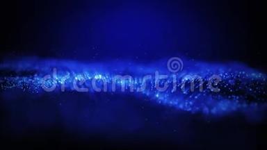 蓝色闪烁粒子波能量背景