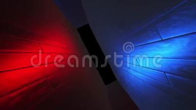 <strong>创意</strong>霓虹未来感隧道与红色，蓝色<strong>墙</strong>壁。 内部超级计算机，数据中心隧道..