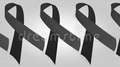 许多<strong>黑丝带</strong>，表示哀悼。 可循环运动背景