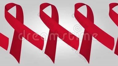 艾滋病毒和艾滋病宣传红丝带。 可循环运动背景