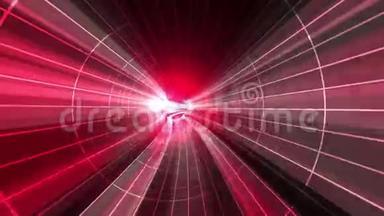 红色虚拟现实隧道中的抽象速度运动